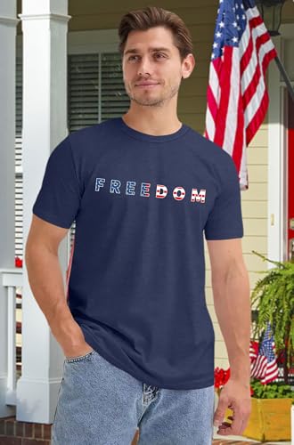 Image of Ithalt Men's American Flag Shirt 4th of July T-Shirt USA Patriotic Tee Shirt Independence Day Top