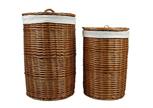 animal-design Panier à linge rond en osier avec couvercle et insert en tissu lavable - Taille 1