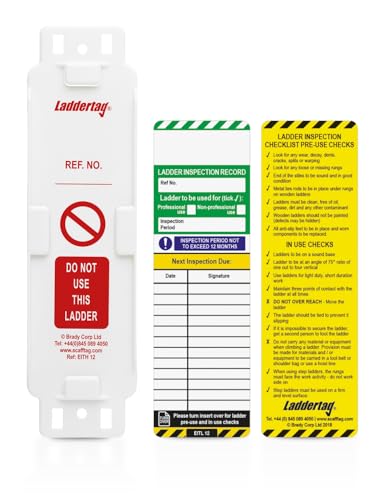 Scafftag LAD-GB-EITH-L12-A Laddertag Tag Kit, Polycarbonate/Polypropylene, 10 holders, 10 status inserts, 1 permanent marker pen