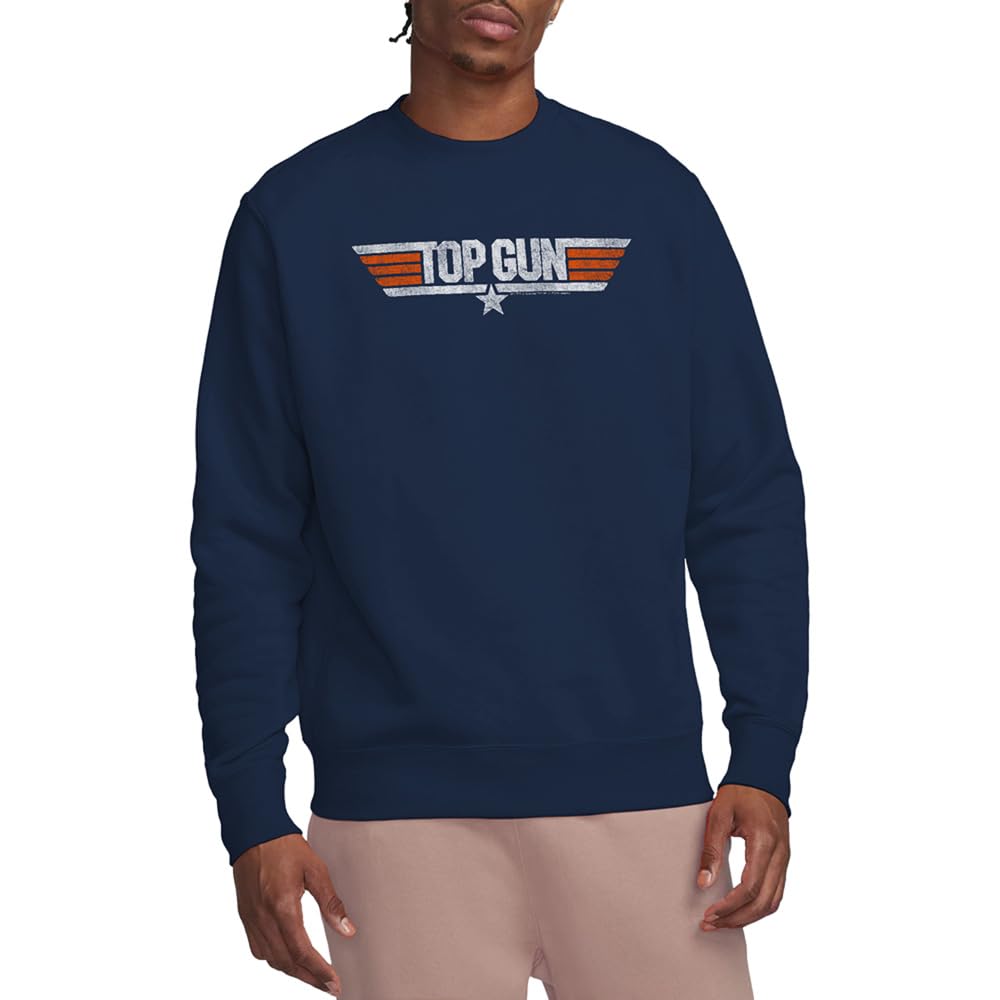 Top Gun Distressed Logo Crew Sweatshirt, Navy, X-Large