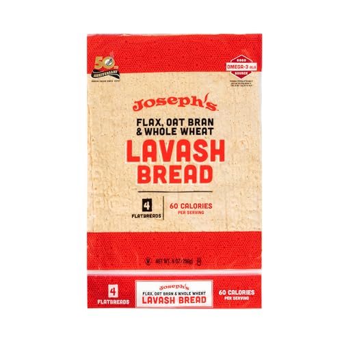 Joseph's Lavash Bread Flax Oat Bran & Whole Wheat Reduced Carb - 4 Square Breads
