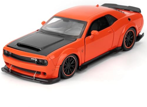 Image of FEXXA Hellcat 1:32 Scale Dodge Challenger Die-Cast Metal Toy Model Car for Kids - Pull Back Mechanism, Birthday Gift for 3+ Year Old Boys (Hellcat Orange)