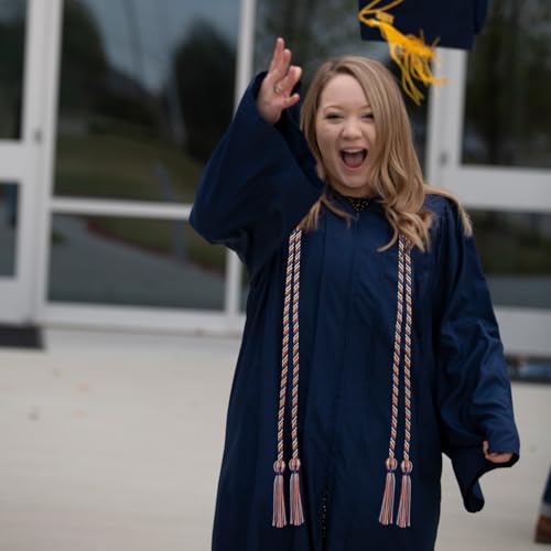 Image of Endea Graduation Double Honor Cord Three-Color (Navy Blue /Orange /Silver)