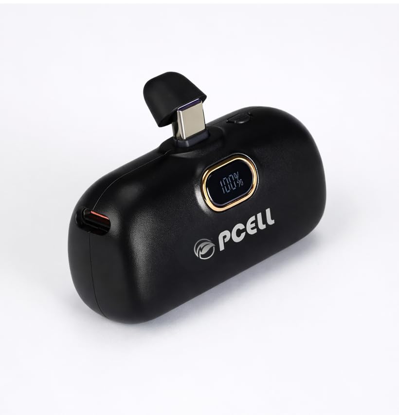 Image of Powerpod 5000mAh 22.5W Fast Charging Nano Powerbank, in-Built Type C Input /Output Pin, Type C PD Output, LED Battery Indicator, Compatible with Type C Smartphone, iPhone (Matte Black)