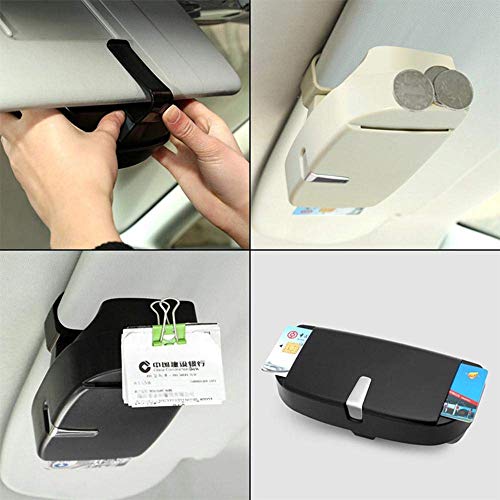 Image of AUGEN Multi-Function Big Face Sunglasses Frame Car Glasses Case Sun Visor Clip Holder Eyeglasses Glasses Case Storage Box Accessories (Pack of 2) (Black & Beige)
