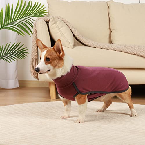 Hjyokuso Hundepullover - Fleece Pullover für kleine, mittelgroße & große Hunde - Warm & Leichter Hundepulli, Wintermantel & Outdoorhundemantel - Weinrot