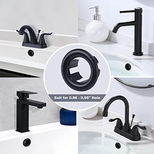 ARCORA 2 Pack Sink Overflow Ring Matte Black Bathroom Kitchen Sink Basin Trim Overflow Cover Hole Insert Cap - image 3