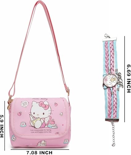Cute Crossbody Bag with Shoulder Strap and Bracelet Charm, Handbag with Buckle, Shoulder Bag with Zipper for Women Girls2
