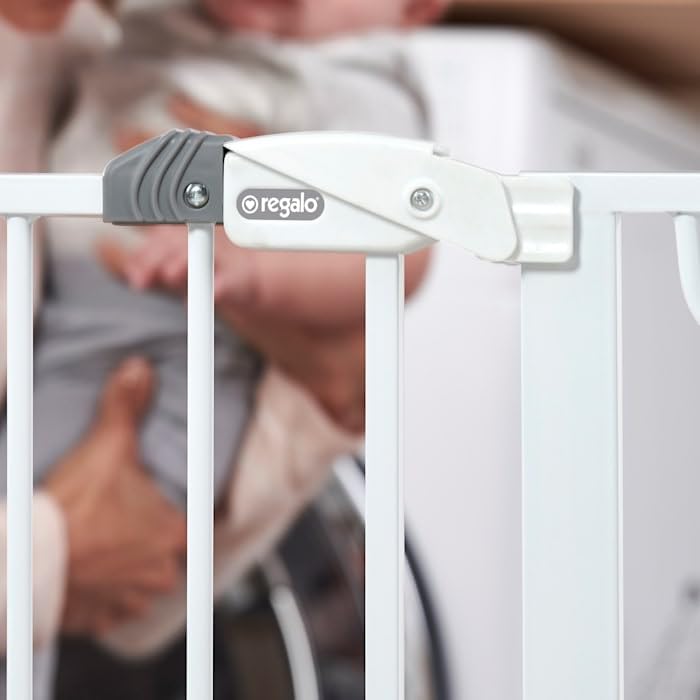 Regalo Easy Step Walk Thru Gate, White, Fits Spaces between 29" and 39" Wide (White)