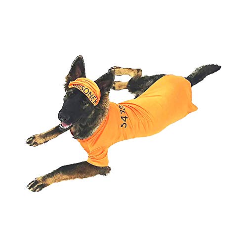 Disfraz Prisionero Naranja para Perro Grande miniatura 4