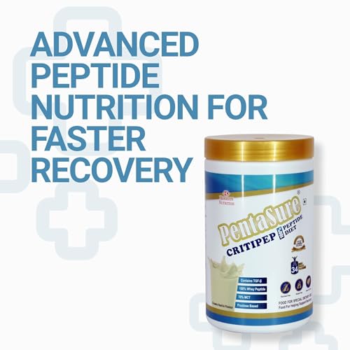 Image of PentaSure Critipep Peptide Diet Powder | Creamy Vanilla Flavor - 1Kg | 100% Whey Peptide, MCT, Fructose Based Nutritional Supplement Drink | 34 Vital Nutrients | 20g Protein per 100g