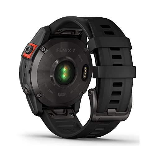 Image of Garmin Fenix 7 Solar, Adventure smartwatch, with Solar Charging Capabilities, Rugged Outdoor Watch with GPS, Touchscreen, Health and Wellness Features, Slate Gray with Black Band