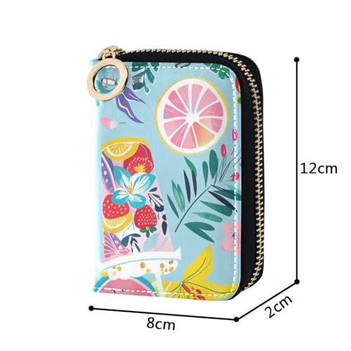 Vibrant Summer-themed Pattern leather card holder wallet women With 2 cash slot RFID Blocking card holder with zipper4