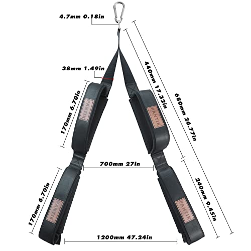 PANTIK Triceps Rope Gym Cable Machine Attachments with Carabiner Anti-Slip Long Triceps Strap 2 Loops Neoprene Handles Pulldown Rope for Pushdowns Face Pulls Crunches Overhead Extensions Biceps Curl - Image 4