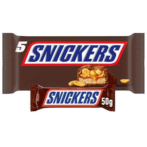 Snickers Schokoriegel, Erdnüsse, Karamell, Eine Packung á 5 Riegel | Fußball Snack | (1 x 5 x 50 g) 1
