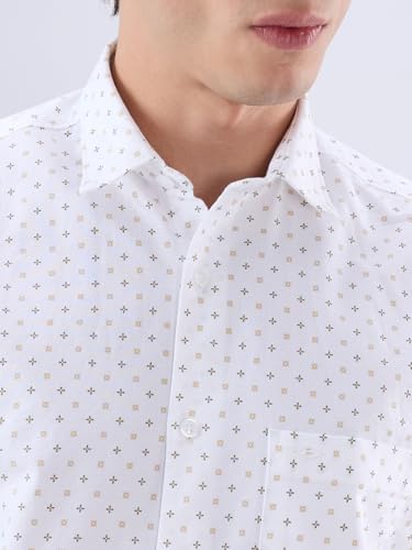 Image of Colorplus Men Regular Fit Print Pattern Pure Cotton Plain Collar Full Sleeve Casual Shirt