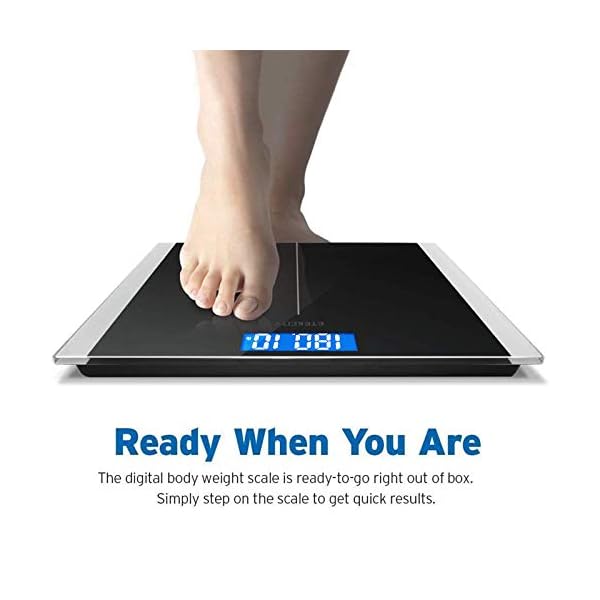 Etekcity Bathroom Scale for Body Weight, Highly Accurate Digital Weighing Machine for People, Large Size and Backlit LCD Display, 6mm Tempered Glass, 400 Pounds