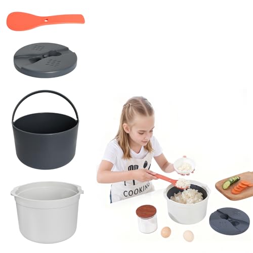 2L multifuncional arrocera microondas Con cuchara de arroz taza medidora colador y olla para vapor...