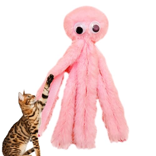 Katze Kauert Spielzeug - Weiche Plüsch -Zahnen Spielzeugkätzchen, Interaktive Kissen Tintenfische Katze Spielzeug | Sanfte Zähneputzspiele Spielzeugkatzen, Lustiges Haustier -Kauspielzeug Für Zahnen E