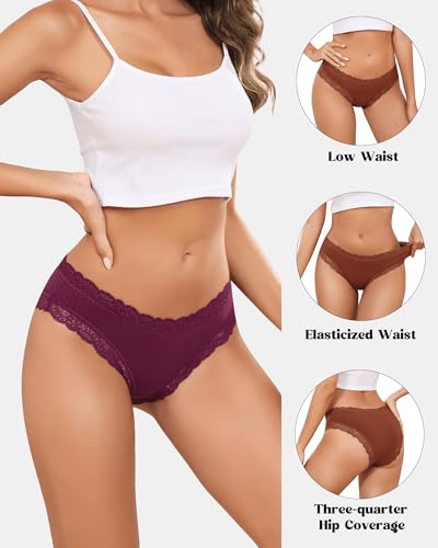Aijolen Cotton bikini for women Cheeky Panties lace Hipster for Ladies underwear pack womens Soft Stretch Breathable S-XL3