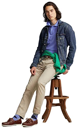 Image of Polo Ralph Lauren Men Custom Fit Mesh Pony Logo Shirt (L, HarborBlue)