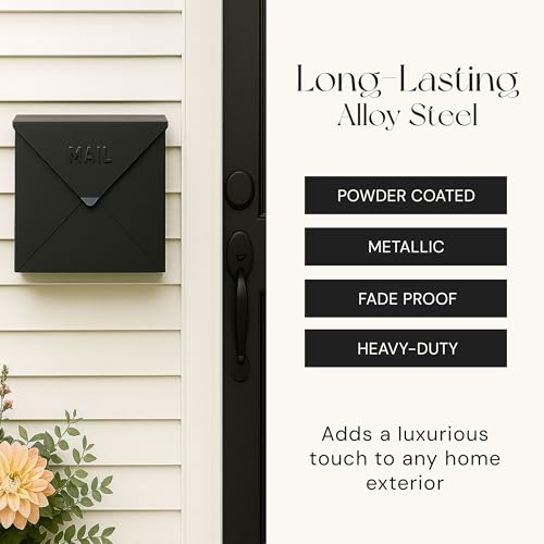 Image of NACH Chicago Extra Large Mailbox, Rust Resistant Large Mailboxes for Outside Wall Mount, Metal Mailbox, Wall Mount Mailbox, Extra Large Capacity Mailbox, 12x12x4.8 inches, Black Mailbox, MB-6301BLK