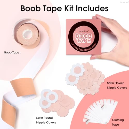 Boob Tape Kit- Boobytape for Breast Lift with Petals, Breathable Adhesive Sticky Bra Tape, Push Up Nipple Tape2