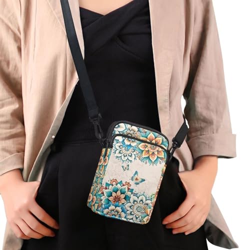 HUGS IDEA Mandala Butterfly Print Small Messenger Bag School Crossbody Purse Cross-body Pouch for Kids4