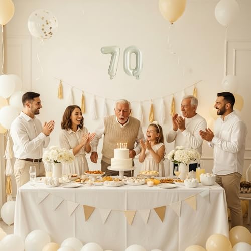 Image of TONIFUL 20Pcs Number Balloon 2 Set 16 Inch Cream White 0-9 Numbers Balloons | Small Custom Digital Mylar Foil Ballons for Boho Birthday Engagement Graduation Anniversary Baby Shower Party Decorations