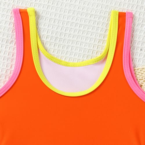 Image of Toddler Girl Swimsuit Candy Color One-Piece Swimwear Girls Color Block Bathing Suit Summer Bikini Set 1-6 Years