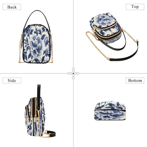 Quilted Crossbody Bags for Women,Traditional Chinese Blue White Porcelain Floral01 Women's Crossbody Handbags Small Travel Purses Phone Bag4