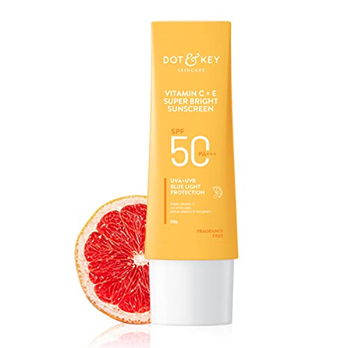 15% OFF on Dot & Key Vitamin C+E Super Bright Sunscreen, SPF 50 PA+++, 50gm 15% OFF on Dot & Key Vitamin C+E Super Bright Sunscreen, SPF 50 PA+++, 50gm