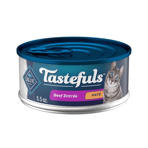 Image of Blue Buffalo Tastefuls Wet Cat Food Pate, Made with Natural Ingredients, Beef Entree, 5.5-oz Cans (24 Count)