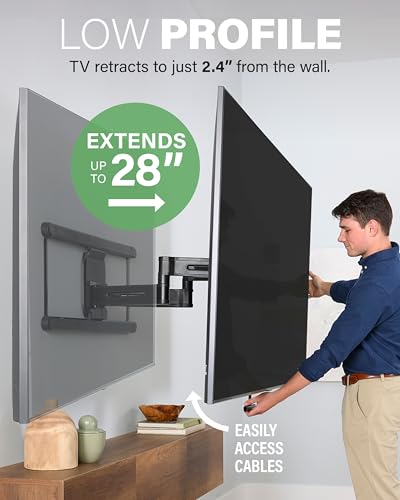 Image of SANUS Height Adjustable Full Motion TV Wall Mount for 42 inch to 90 inch TVs - Raise or Lower TV 4 inch After Install - Maximizes Compatibility with Your Setup - 3 Step DIY w /Smooth Extension, Tilt & Swivel