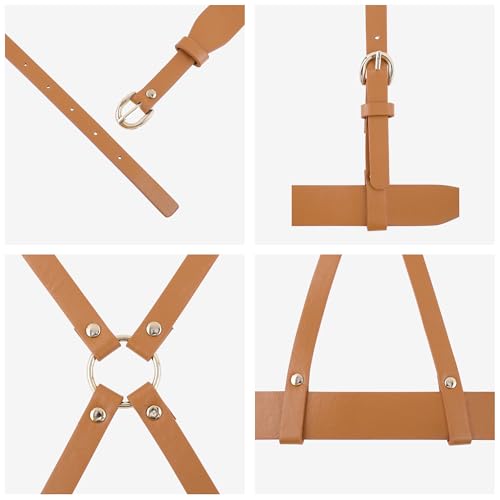 Women Punk Waist Belt, Leather Strap Body Harness Gothic Wide Belts, Rave Party Cosplay Costume Halloween2