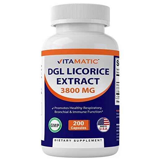Vitamatic DGL Licorice 10:1 Extract 380 mg (3800mg Equivalent of Licorice Root) - 10X Stronger - Supports Healthy Digestive & Respiratory Functions - 200 Capsules