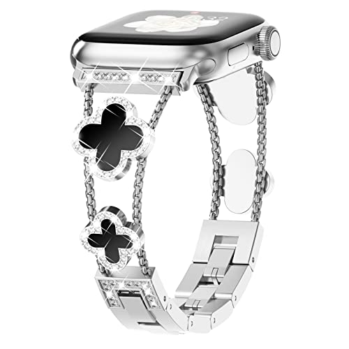 Fullife Metal Strap Compatible for Apple Watch 38mm 40mm 41mm 42mm(Series 11/10),Women Bling Stainless Steel Bracelet Straps Replacement Band for iWatch SE Series 11/10/9/8/7/6/5/4/3/2/1,Silver