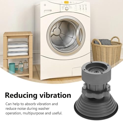 Image of Anti Vibration Pads for Washing Machine (Pack of 4) | 300kg Heavy Duty Adjustable Feet Stand for Washer, Refrigerator & Dryer | Noise & Shock Absorber Rubber Pads | Anti-Slip Floor Protector
