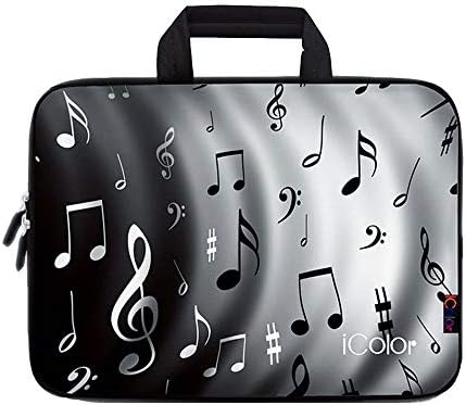 iColor Music Note 17 17.3 17.4 Inch Neoprene Laptop Carrying Bag Travel Briefcase Portable Netbook/Notebook Sleeve Case with Handle Fits 16.5-17.4 Inch Dell Acer HP Lenovo Asus (IHB17-02)