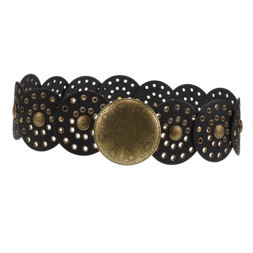 Vintage Western Style Women Belt Hollow Disc Concho Design Soft and Comfortable Material Versatile Accessory for Jeans and Dresses for Daily Wear and Parties
