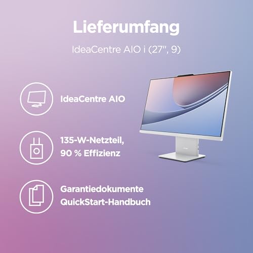 Lenovo IdeaCentre All-In-One PC | 27" QHD Display | Intel Core 9 270H | 32GB RAM | 1TB SSD | Integrierte Intel Grafik | Windows 11 | Inkl. Maus und Tastatur | Cloud Grau | 3 Monate Premium Care