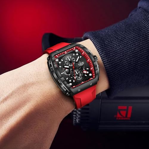 Image of LIGE Mens Watches Luxury Tonneau Watches for Men Waterproof Analog Watch Chronograph Calendar Date Men's Dress Business Work Watch Large Square Face Wristwatch