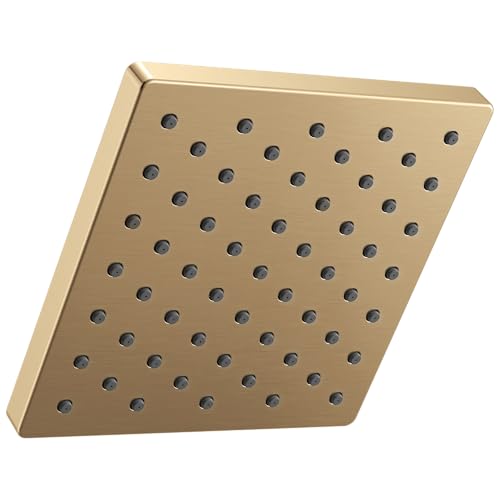 Image of Delta Modern Single Spray Brushed Gold Shower Head, 6 Inch Square Shower Head, 1.75 GPM Flow Rate, Champagne Bronze 52403-CZ