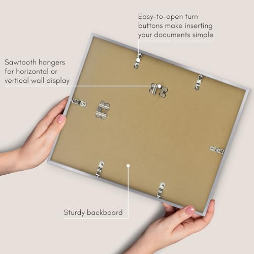 Americanflat Diplomrahmen mit bruchfestem Glas, 21,5 x 27,9 cm mit Passepartout oder 11,5 x 14 cm ohne Passepartout, dünner Rahmen für Wanddekoration, Legacy-Kollektion, Silber