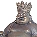 Angel Shine Heavenly Crown Maitreya Buddha Statue – 7.5” Gold Resin Seated Laughing Buddha with Crown and Prayer Beads – Symbol of Future Blessings, Prosperity & Joy – Spiritual Home & Office Decor