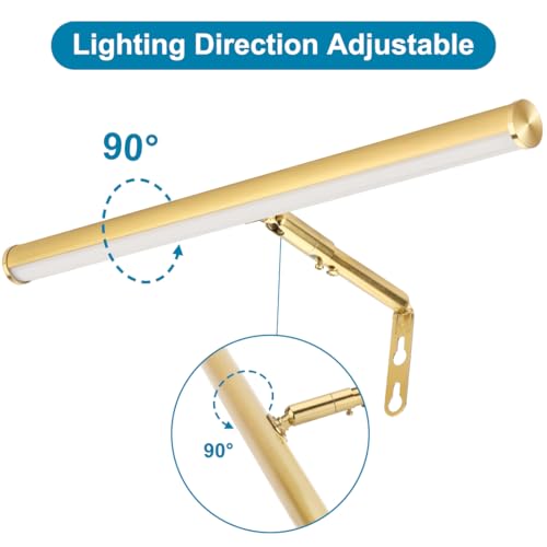 Image of LED Picture Lights for Paintings Plug in, Adjustable Art Light Gallery Wall Light for Display Art Work, 16inch 6W 3000K Warm White, Gold Finish CRI80+ (Pack of 2)