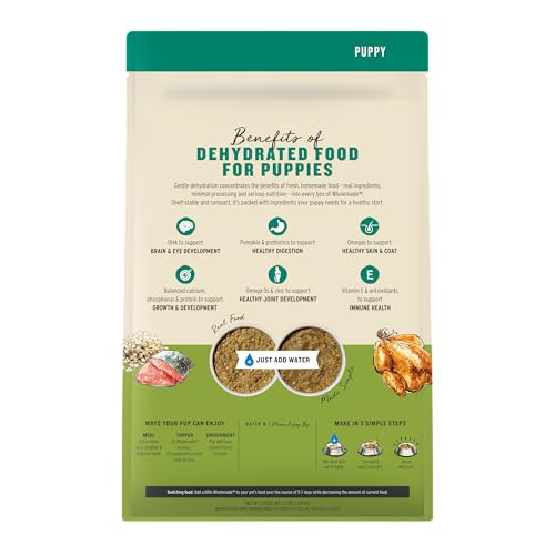 Image of The Honest Kitchen Human Grade Wholemade Whole Grain Chicken & Salmon Dehydrated Puppy Dog Food, 2lb Bag (Makes 8lbs)