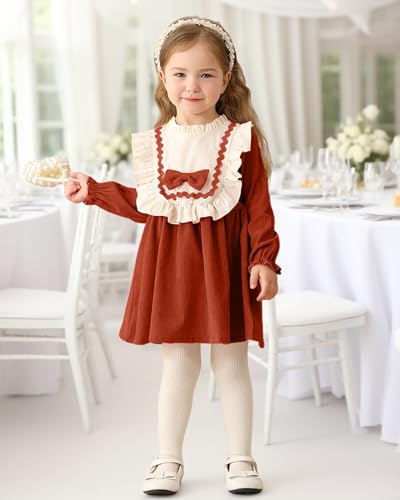Kucnuzki Baby Girl Outfit Casual Long Sleeve Fall Winter Dresses Ruffle Little Girls Toddler Dress Kids Baby Clothes2