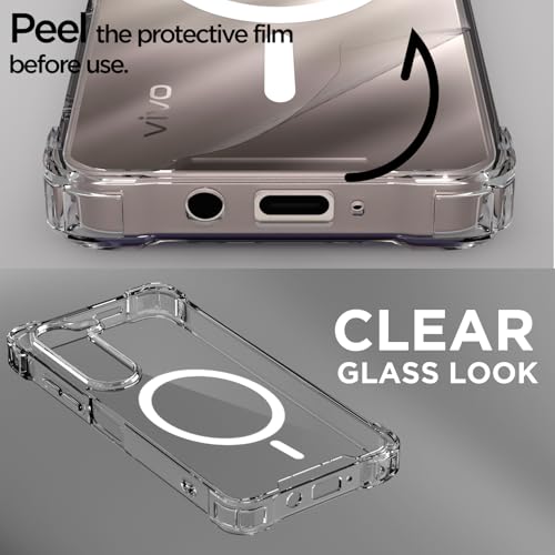 Image of Pikkme Back Cover for iQoo Z10 lite 5G / Vivo T4 lite 5G / Y19 5G / Y19e / Y04 4G / Y29s 5G Mag-Safe Shockproof PC + TPU Protective Case Magnetic Support Bumper Case (Transparent Mag-Safe)