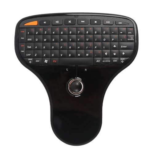Teron Mini clavier sans fil avec Trackball 2,4 G USB Multimédia Combo N5901 QWERTY Palm Size Télécommande pour TV PC Windows Android Noir